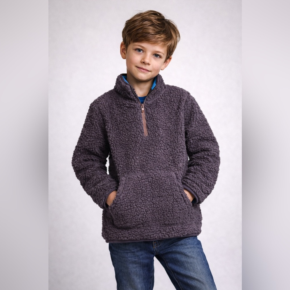 Carter’s Pullover 1/4 Zip Fleece Sherpa Jacket Charcoal Size 7